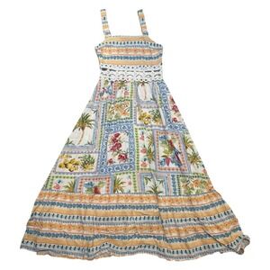 Cupshe Tropical Crochet Eyelet Cutout Waist Maxi Dress S Boho Dopamine Maximal